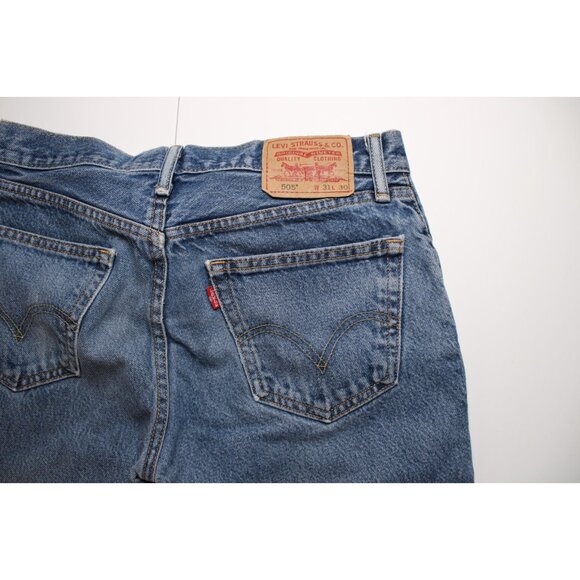 Levis Womens 505 Straight Fit Blue Jeans Size 31x30 Classic Mid Rise Denim Pants - Picture 10 of 11